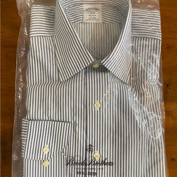 Brooks Brothers Regent Non Iron Cotton Blue Stripe Dress Shirt  new - Picture 3 of 7